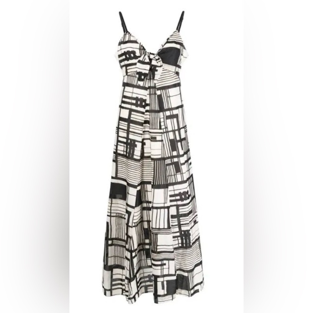 DKNY Black and White Geometric Maxi Dress